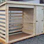 Abrigo para lenha em madeira bruta 2 m² com anexo fechado – 3,29 x 1,22 m – Habrita